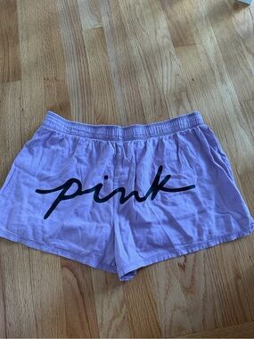 PINK Victoria's Secret Purple Script Logo Flannel Pajama Sleep Shorts